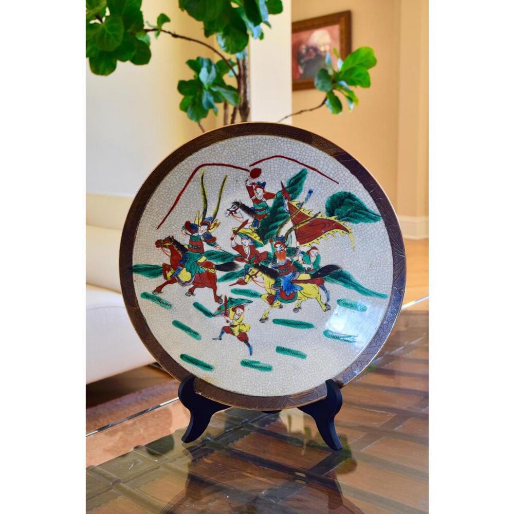 Chinese Crackle-Glazed Ceramic Charger